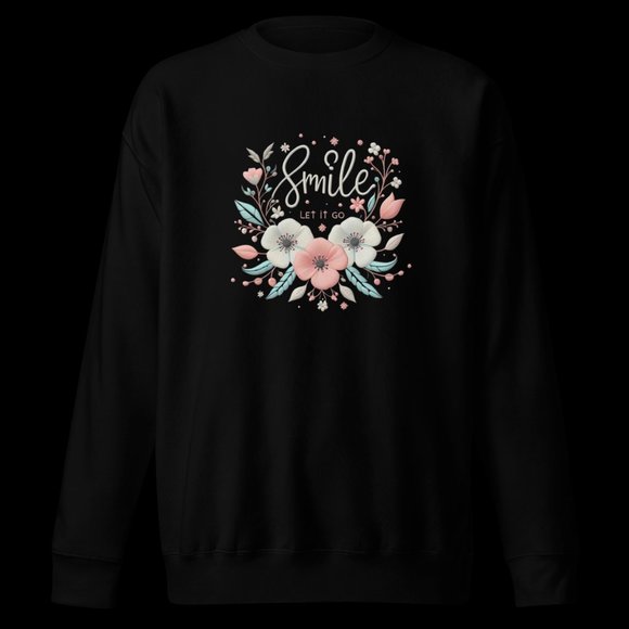 Blossom in Joy: Smile & Let It Go Floral Horizon Embroidered Hoodie - Chic Posit - Picture 3 of 3